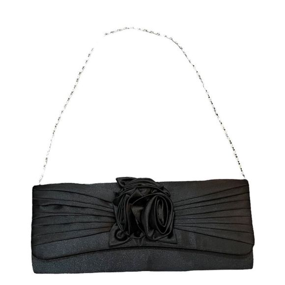 Aldo black with rose design in front purse - Picture 1 of 4